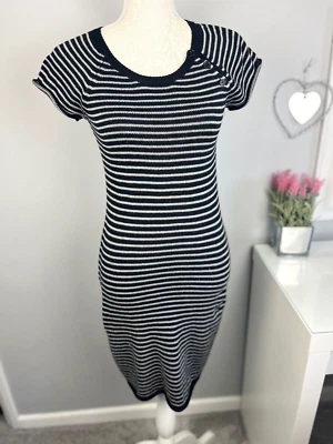 HUSH Striped Black White Short Sleeve Casual Dress  Small - Image 1 of 4
