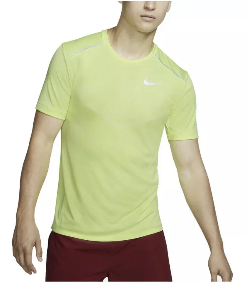 NWT Men’s Nike TechKnit Ultra Short Sleeve Running Top. Volt. AJ7615-701. Sz LRG - Image 1 of 4