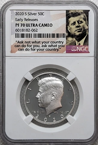 2020 S Silver Kennedy Half Dollar Silver Proof 50C NGC PF 70 UC Early Releases Cover
