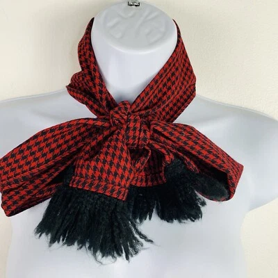 Bufanda cuello rectangular roja negra flecos de pata de gallo sin marca para mujer DE COLECCIÓN Foto 1 de 4