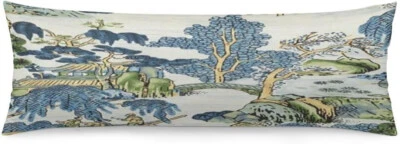 Chinoiserie тела подушка чехол азиатский живописный синий и длинный наволочка зеленый - Изображение 1 из 4