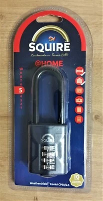 Squire Combi Padlock CP50/2.5 Long Shackle 50 mm Recodeable 4 Wheel - Image 1 of 2