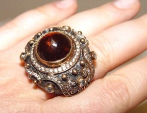 Whimsical 8.00CT Amber Quartz Ring SILVER 925 Size-8, 35x35mm - Picture 1 of 7