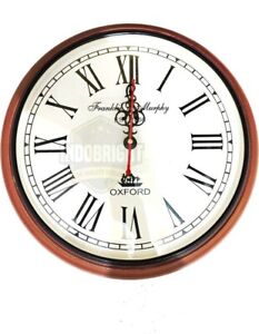 12 Inches Handmade Wooden Wall Clock For Home And Kitchen - Antique Wooden Clock