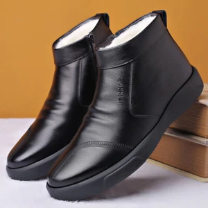 Mens Fleece Lined Warm Non-slip Winter Snow Outdoor Walking Ankle Boots Shoes - Picture 1 of 8