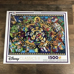 Disney Classics II Stained Glass Ceaco 1500 Piece Puzzle, New Seal - Picture 1 of 2