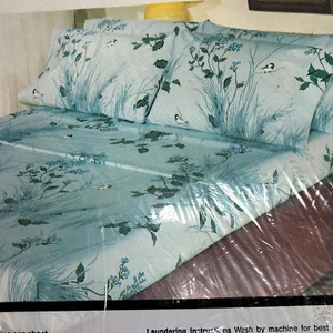 Pequot Little Chickadee twin flat sheet NEW in PKG blue muslin new old stock - Picture 1 of 7