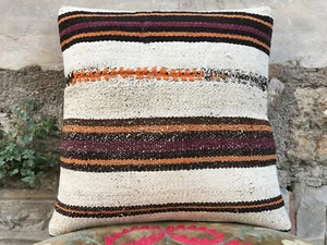 16x16 pillow,Bohemian pillow,Kilim pillow,Throw pillow,Stripe cushion case - Picture 1 of 12