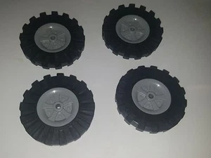 Lote de 4 ruedas K'nex neumáticos y llantas de 3,5" pulgadas piezas de repuesto Knex - Imagen 1 de 1