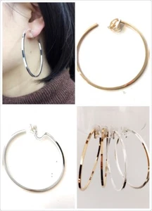 Pendientes de aros con clip para mujer de 6 cm talla mediana sin perforar cobre - Imagen 1 de 7