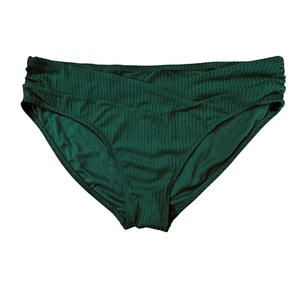 TIME & TRU Mid-Rise V-Front Bikini Swim Bottoms 2X (20W-22W) Green Ribbed NEW - Picture 1 of 16