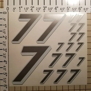 Silver w/White / White #7's  Racing Numbers Vinyl Decal Sheet 1/10- 1/12 Ford - Picture 1 of 11