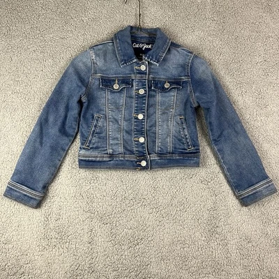 Cat & Jack Blue Denim Button Up Jacket Girls Size M (8) - Image 1 of 4