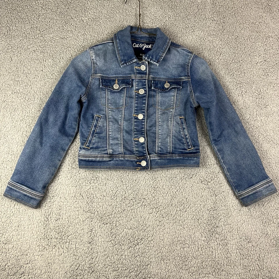 Cat & Jack Blue Denim Button Up Jacket Girls Size M (8) - Image 1 of 4