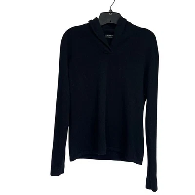 Suéter Valerie Stevens 2 Capas Cachemira Pequeño Negro Simulado Chal Cuello Delgado Foto 1 de 4