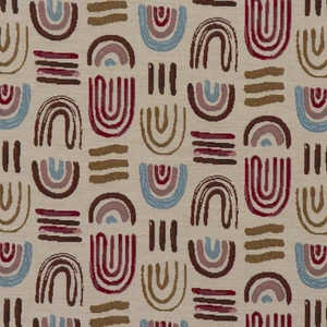 Dekostoff Gobelin Premium Regenbogen beige blau rot 1,4m Breite - Bild 1 von 6