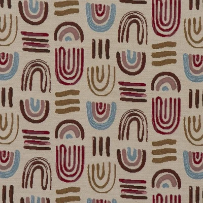 Dekostoff Gobelin Premium Regenbogen beige blau rot 1,4m Breite - Bild 1 von 4