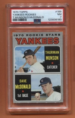 1970 Topps Thurman Munson #189, estrellas novatas, PSA 7, Yankees de Nueva York Foto 1 de 2
