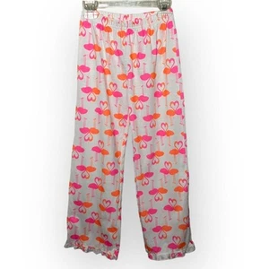 Carter's Girl's White, Orange & Pink Flamingo Heart Ruffle Leg Pajama Pants Sz 8 - Picture 1 of 10