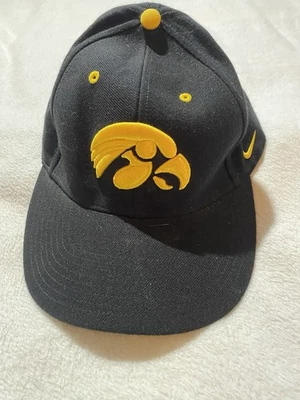 Iowa Hawkeyes Nike Swoosh Strap back Black/Gold . Nike Team. Vtg - Image 1 of 4