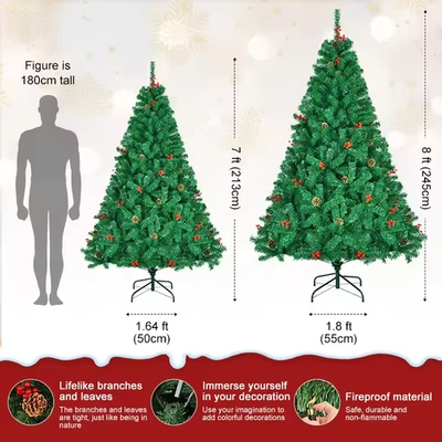 7FT/8FT Pre-Artificial Christmas Tree Metal Hinges 1000 PVC Branches Home Decor - Image 1 of 4