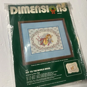 Demensions Stitch Kit 8038 JOY TO THE WORLD ANGEL 10x8” Pillow Cover - Picture 1 of 10