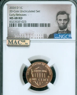 2024 D LINCOLN SHIELD CENT NGC MS68 RD E.R. MAC SPOTLESS  . - Image 1 of 2