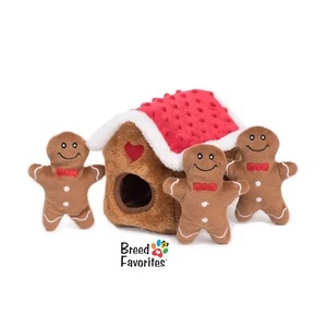 ZippyPaws Christmas Gingerbread House Holiday Burrow Dog Toy - Picture 1 of 1
