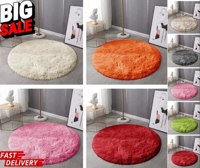 Modern Shaggy Round Rug for Living Room & Bedroom Soft Plush Carpet (120x120 cm) - Image 1 of 4