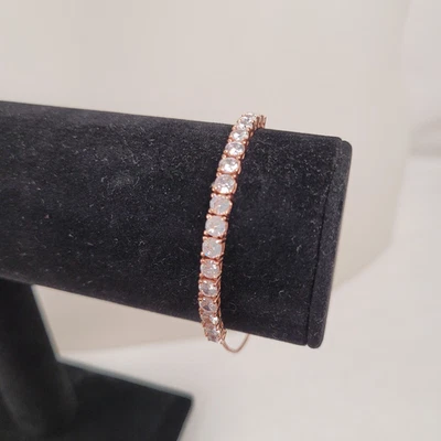 Brazalete Ajustable Tono Oro Rosa Diapositiva Tenis Marcado N925China Estrás Foto 1 de 4