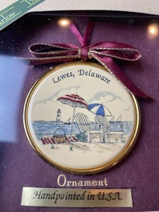 Lewes, Delaware handbemalt Ornament Barlow Gold Strandszene Weihnachten - Bild 1 von 7