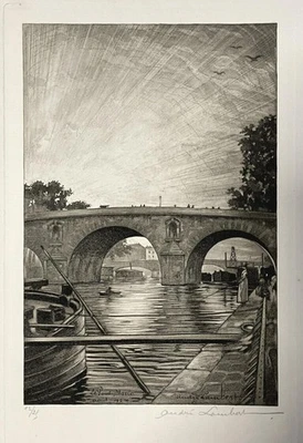 LAMBERT Aquatint/Etching ~ ON THE SEINE, PARIS ~ 1920s Signed BEAUTIFUL SCENE - Image 1 of 4