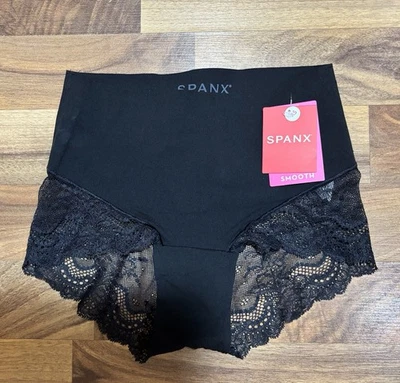 Calcinha Spanx de renda lisa hipster XS indetectável preta nova com etiquetas modelagem SP0515 - Imagem 1 de 4