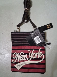 ROBIN RUTH WAVED striped Cross Body New-wallet Black Beige - Picture 1 of 7