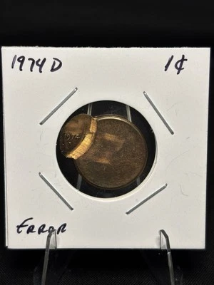 1974-D Lincoln Cent – Major Off-Center Strike Error – Full Date Visible - Image 1 of 2
