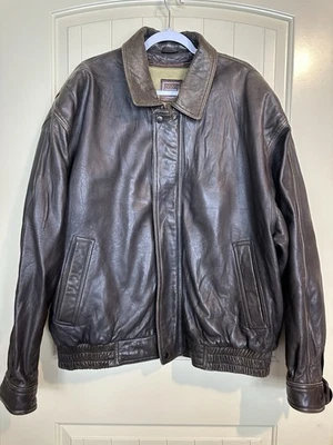 Chaqueta Bomber J Park Collection Cuero Cordero Marrón Forro Suave Extraíble Talla 2XLT Foto 1 de 4