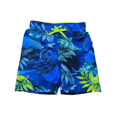 Zeroxposur Boys Shark Tropical Swim Trunks, Size Small (4), Blue/Black/Yellow - Image 1 of 4