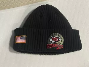 New Era Kansas City Chiefs Football Boys Black Winter Beanie Knit Salute Service - Picture 1 of 5