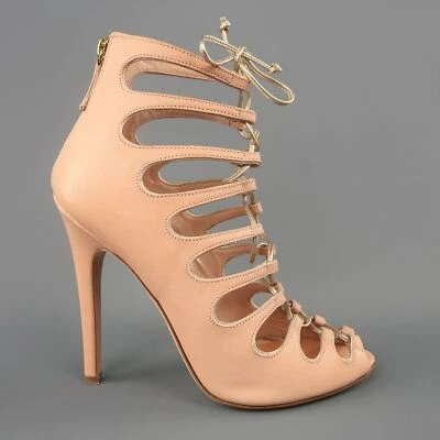 Сандалии GIAMBATTISTA VALLI размер 9 розовая кожа на шнуровке с открытым носком - Изображение 1 из 4