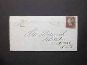 Hertfordshire QV 1d red Wrapper 835 Numeral & No.1 (Waltham Abbey) RH to Watford - Picture 1 of 2