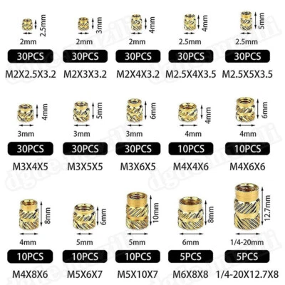 350-tlg Einpressmutter M2 M2.5 M3 M4 M5 M6 Rändelmutter Gewindeeinsatz 3D Druck - Bild 1 von 4