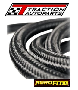 AEROFLOW STAINLESS STEEL BLACK BRAIDED HOSE -6AN (1 METRE) AF100-06 MBLK - Picture 1 of 4