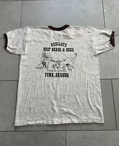 T-shirt vintage anni 80 Hensleys Yuma Arizona punto singolo made in USA Ringer L - Foto 1 di 18