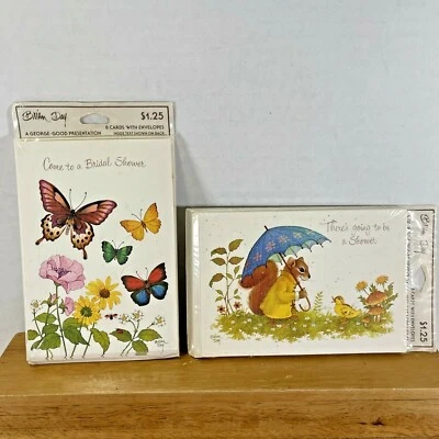 LOTE DE 2 SOBRES DE INVITACIONES DE NOVIA Y DUCHA DE DÍA BRIAN SELLADOS COMO NUEVOS DE COLECCIÓN Foto 1 de 4