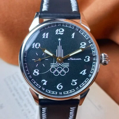 Reloj de pulsera vintage para hombre matrimonio olímpico soviético reloj mecánico esfera negra Foto 1 de 4