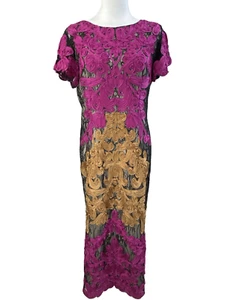 JS Collections Dress Womens Medium 10 Pink Gold Soutache Mesh Lace Evening Party - Picture 1 of 15