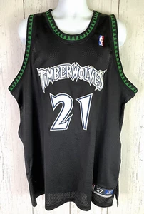 Minnesota TIMBERWOLVES #21 Kevin Garnett Sz 52 Reebok NBA Authentic Black Jersey - Picture 1 of 14