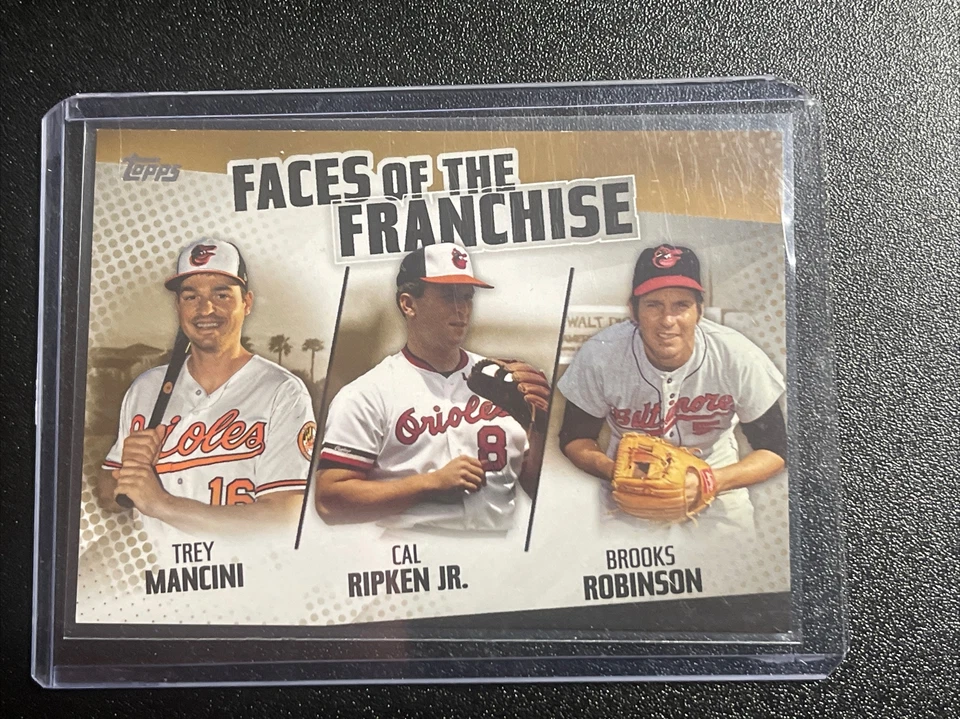 2019 Topps Faces Of The Franchise Gold Mancini Ripken Robinson # /50 - Image 1 of 2