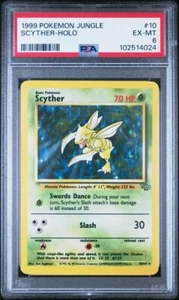 PSA 6 Scyther Pokemon Card Holo WOTC 10/64 Jungle Set Rare Vintage 1999 EX-MT - Picture 1 of 2