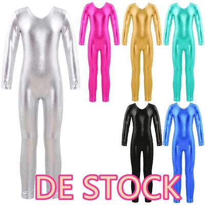DE·Kinder Mädchen Ballett Trikot Leotard Metallic Langarm Gymnastikanzug Overall - Bild 1 von 3